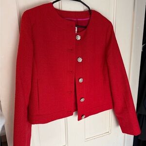 J. Crew Tweed Lady Jacket with Crystal Buttons - size 8